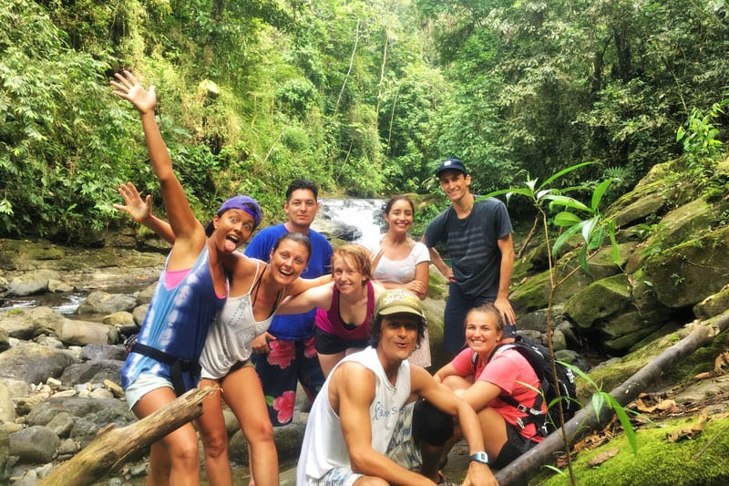 Group waterfall visit