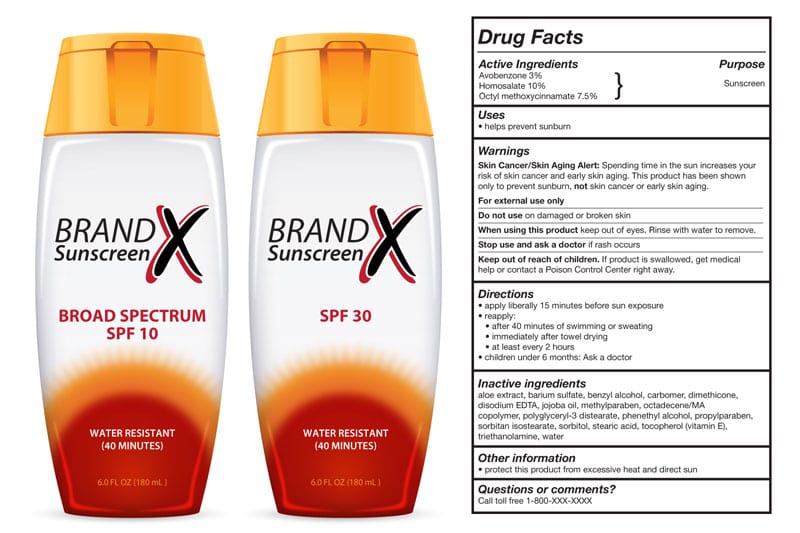 Chemical sunscreen label