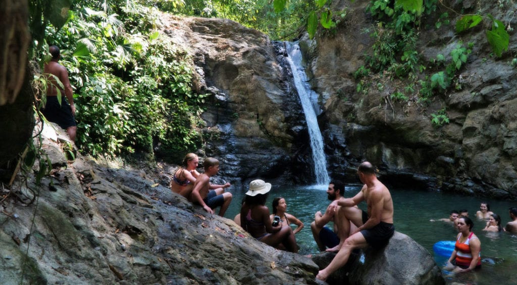 Waterfall in Costa Rica with kids