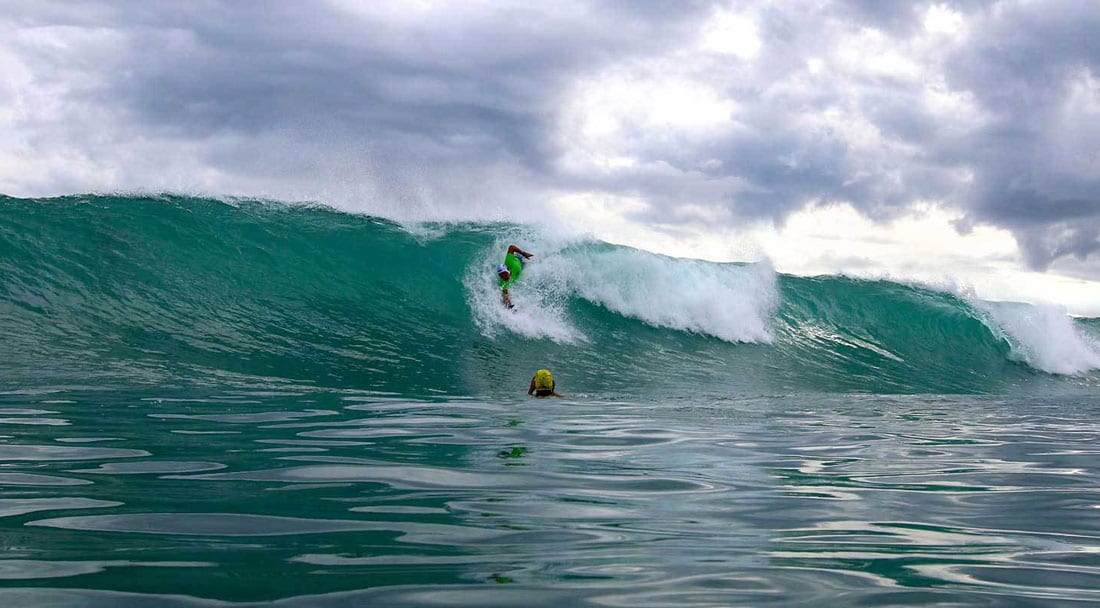 Bodysurfing at Point Panic in Oahu