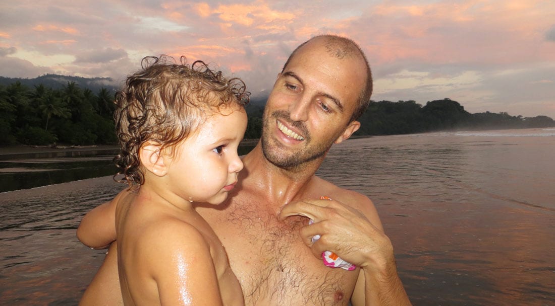Bodhi co-founder Travis Bays with daughter Maya