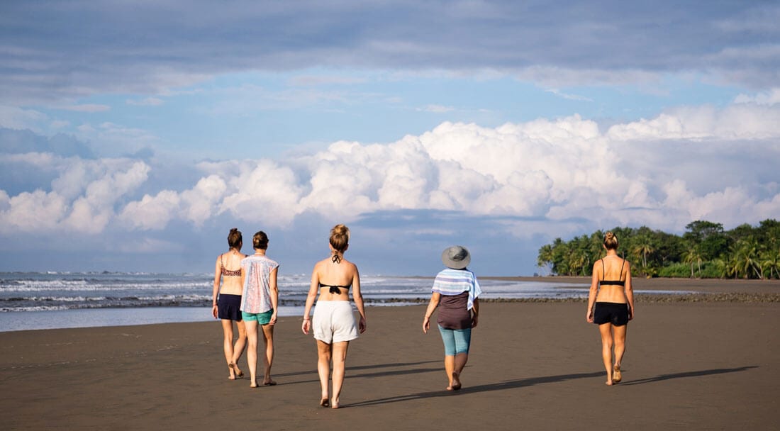 Ladies beach walk in Costa Rica