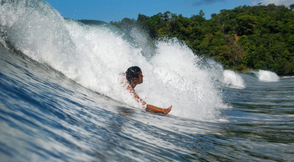 Female bodysurfer in Costa Rica