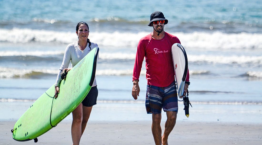 Learning to put on surf leash