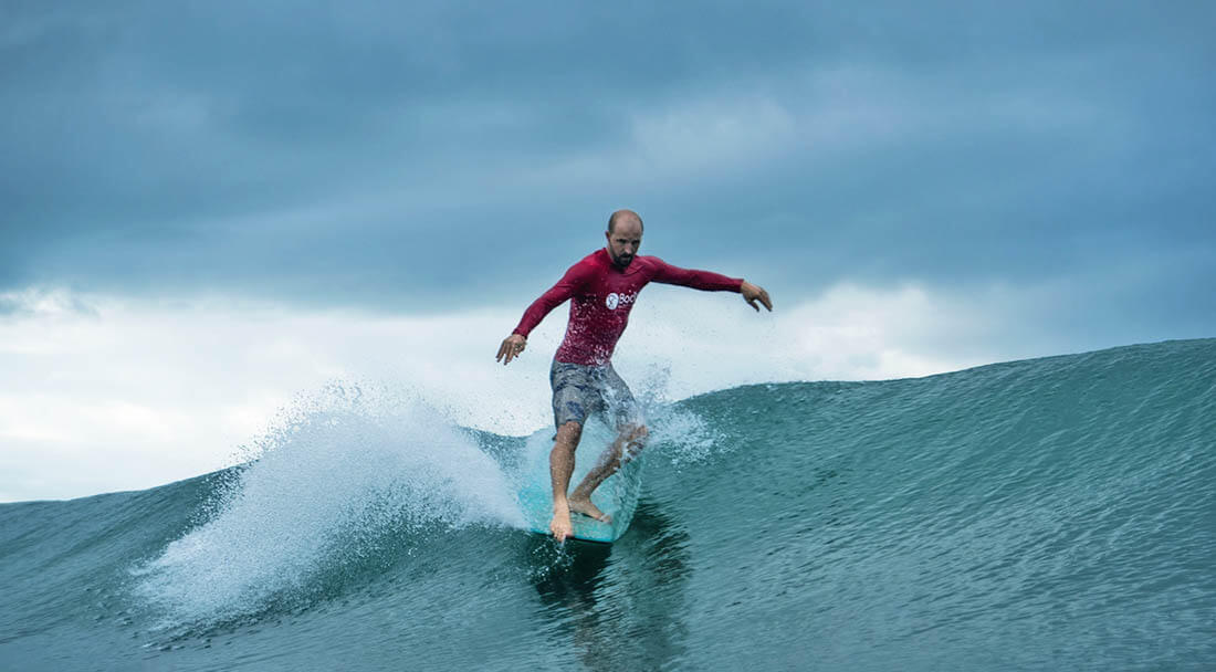 Walking to the nose on a longboard