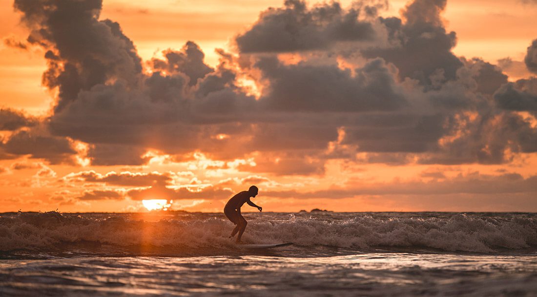 Sunset surf at the Marino Ballena National Park in Uvita, Costa Rica