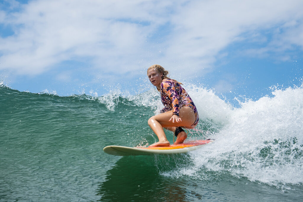 surfing a wave