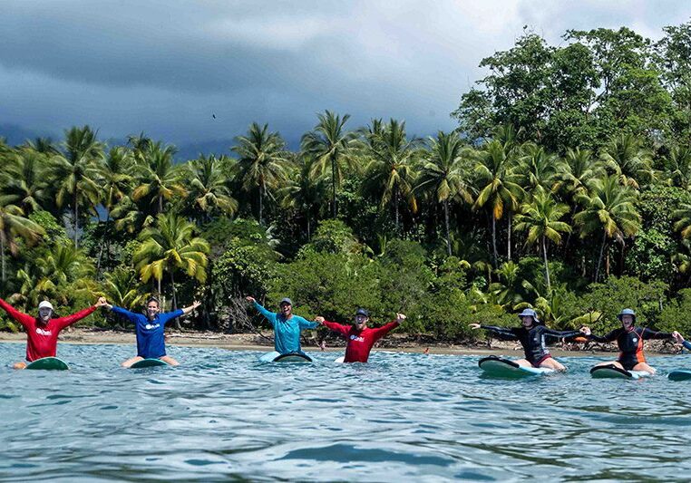 Group surf lesson fun